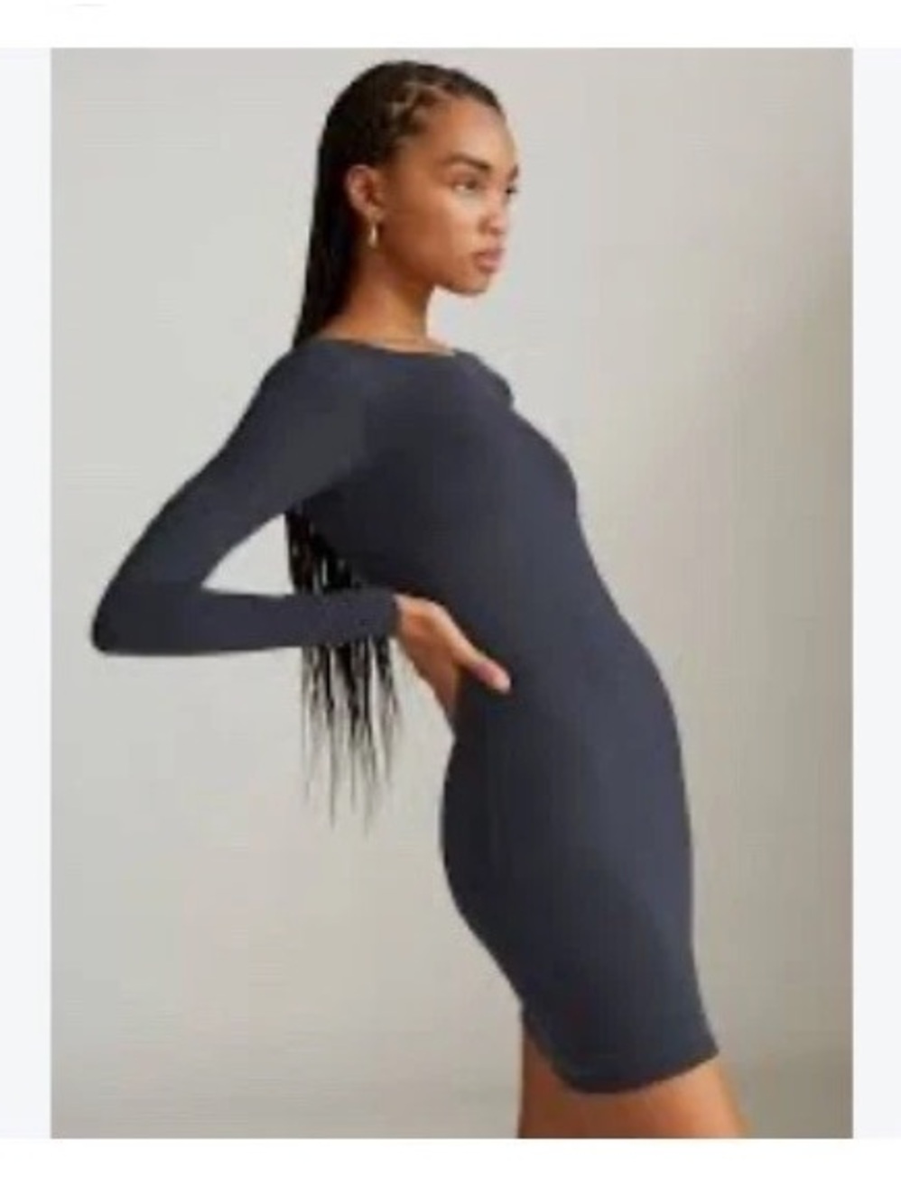 NWT Babaton Aritzia Mini Dress L Black Deep Scoop Back Bodycon Second Skin Party